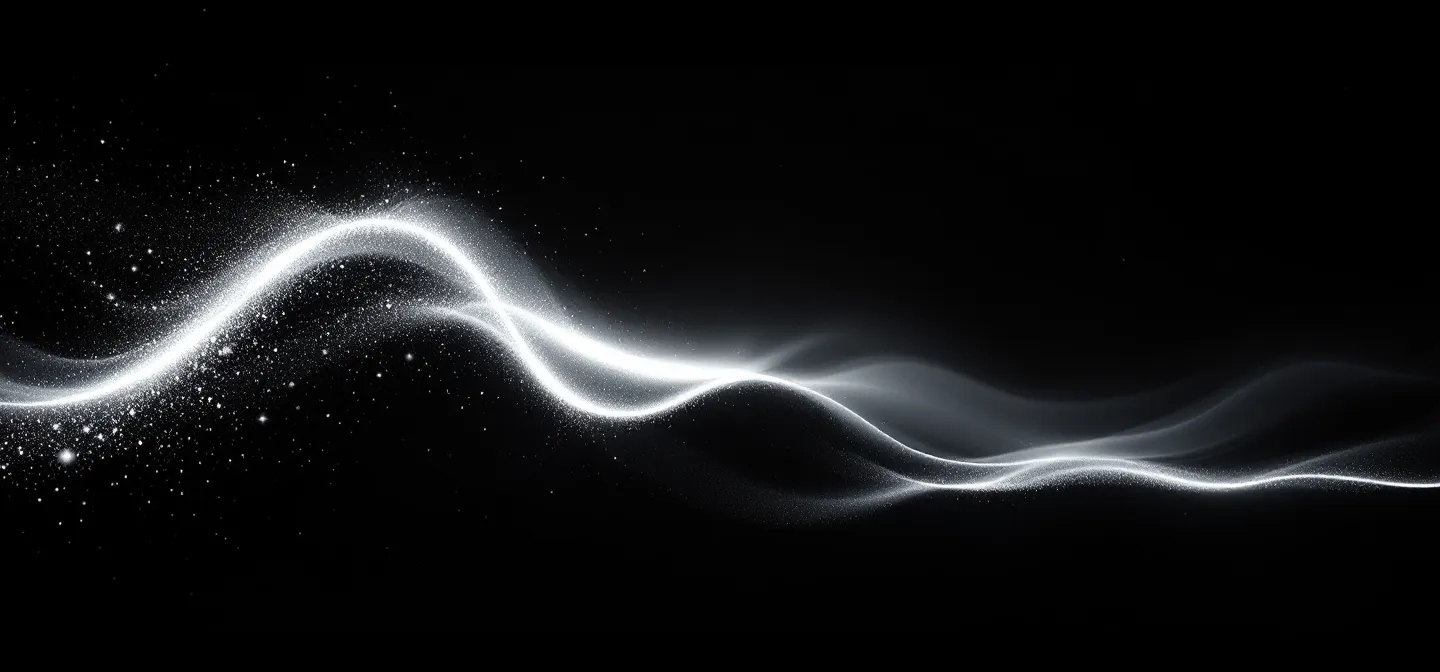 A cold-cinema letterboxed illustration of a bright cold-steel luminous form at the left dimming and dissolving into black toward the right, lit by a single cold key-light on a cool near-black ground
